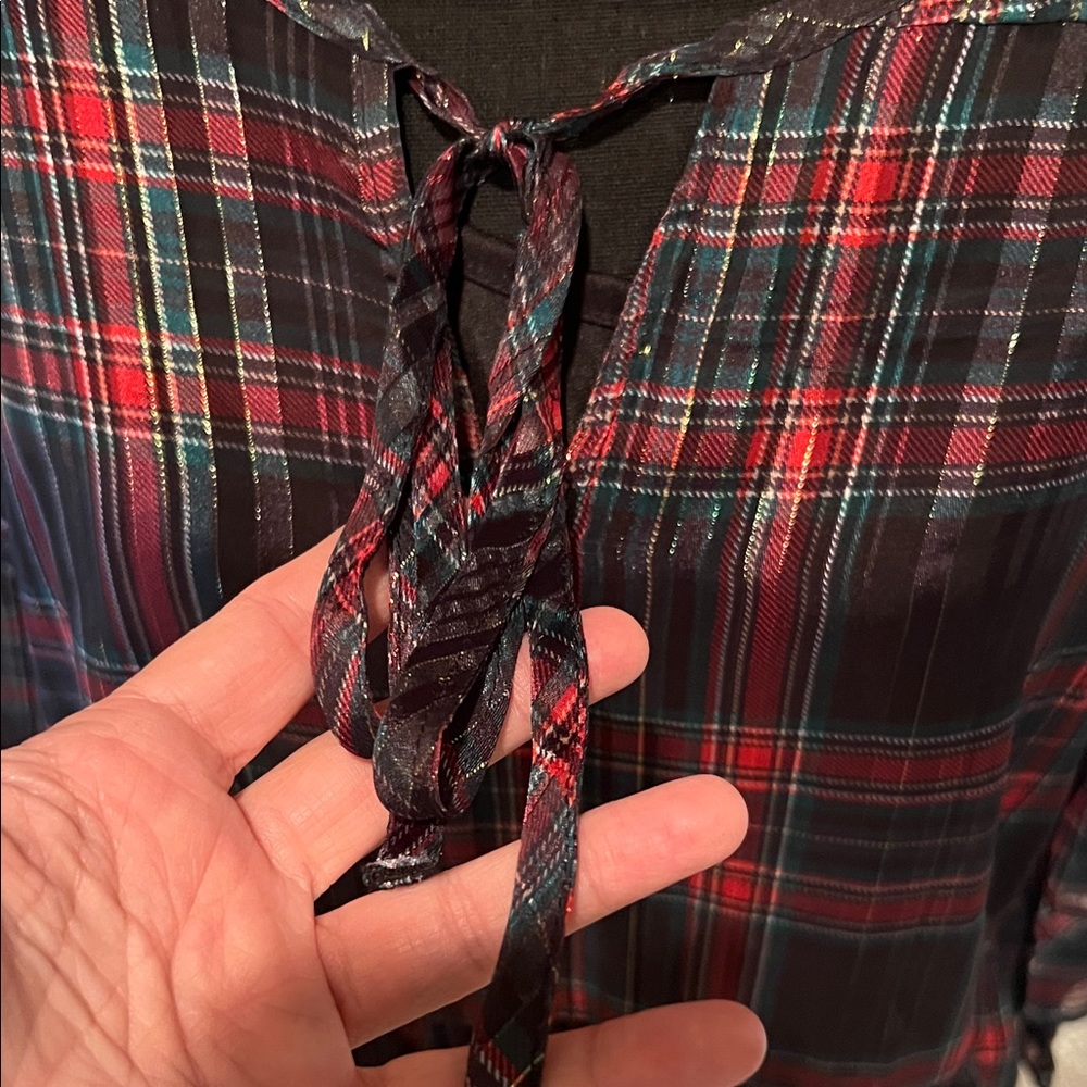 Cato Black and Red Checkered Peplum Blouse - Picture 6 of 11